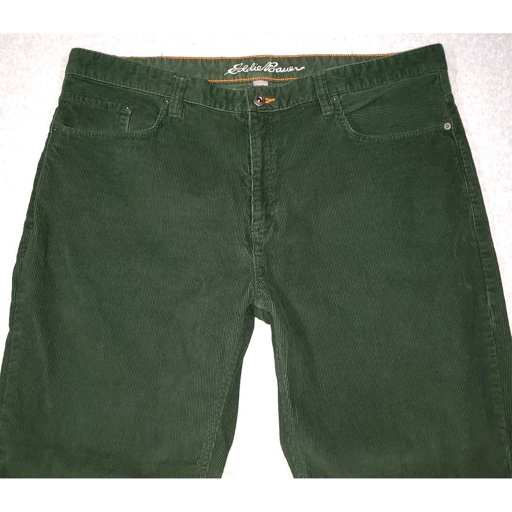 LL Bean Corduroy Pants Mens Dark Green Size 40x30 Straight Specially Dyed‎